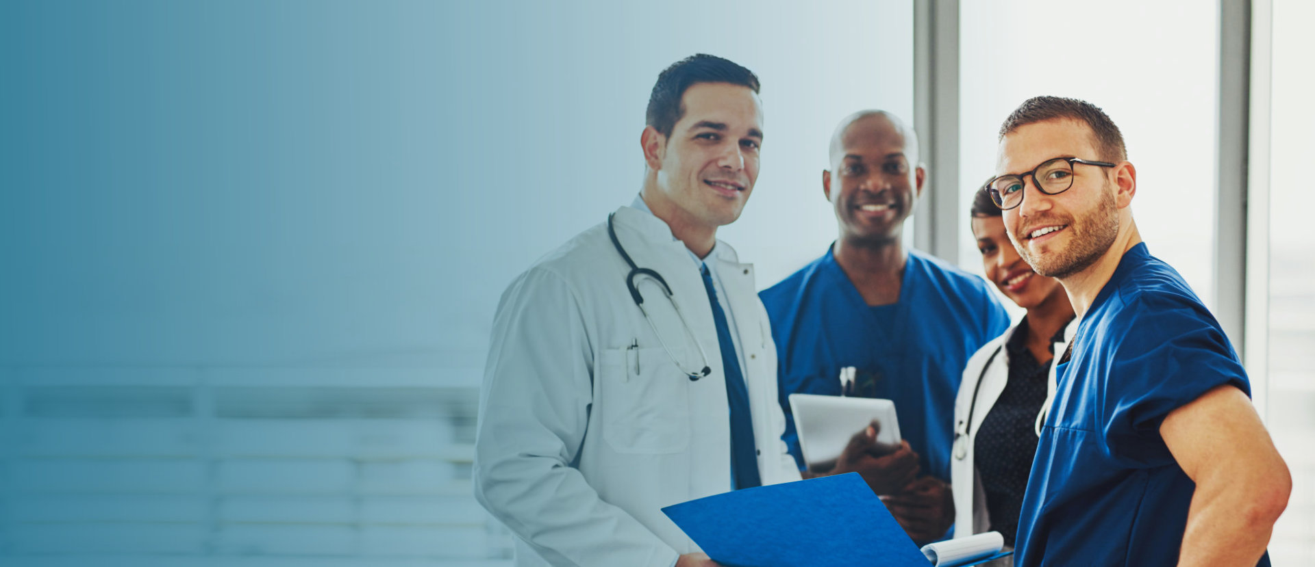 group of healthcare staff smiling